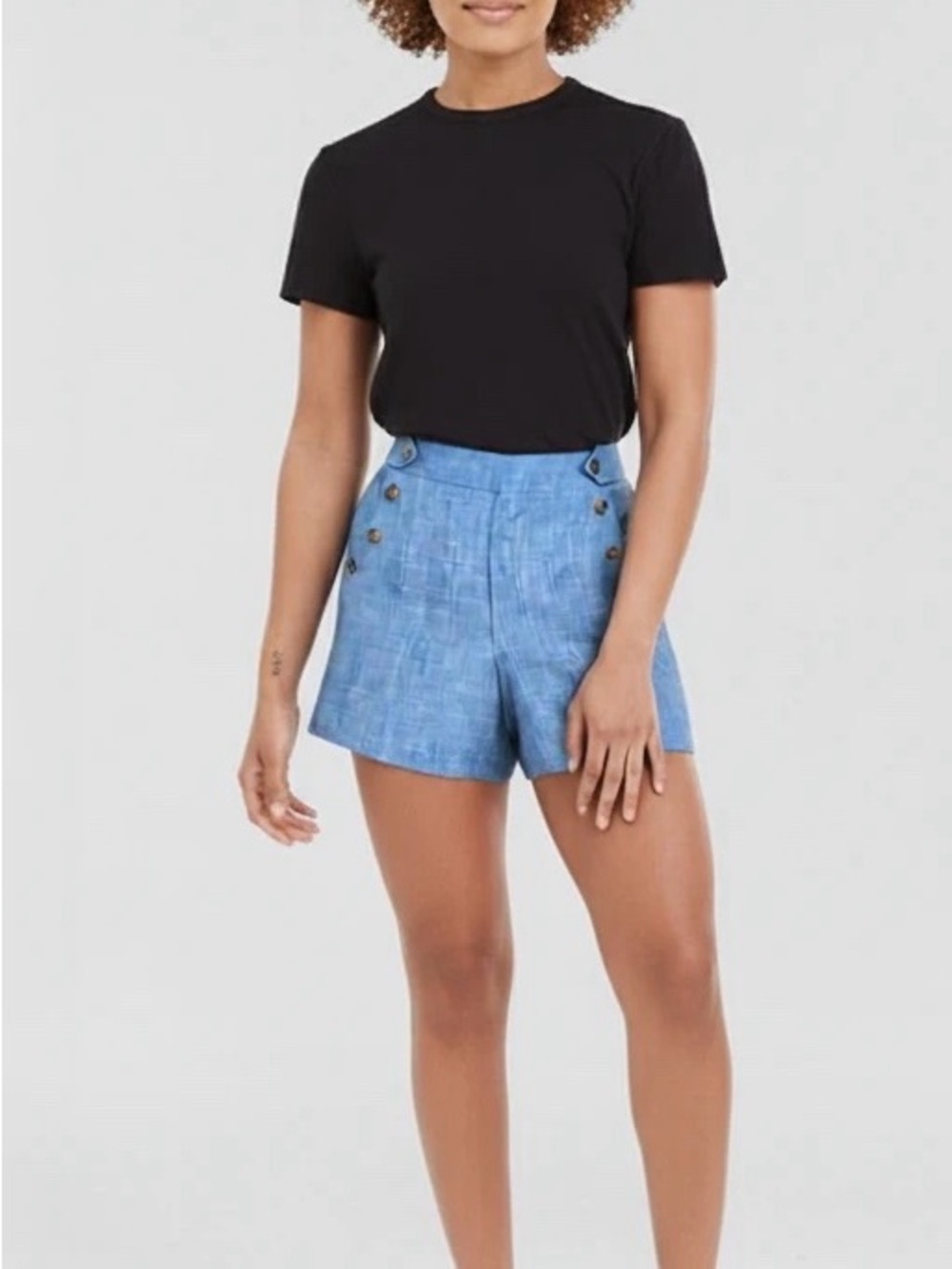 AWAKENING High-Waist Blue Sailor Button Women’s Shorts size M